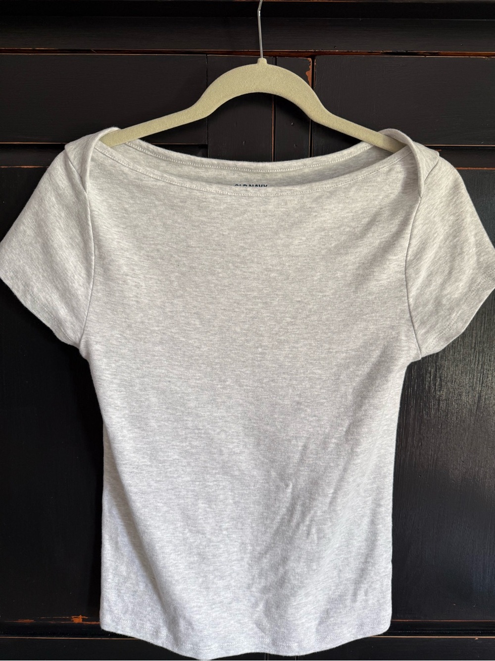 Old Navy Light Gray Short Sleeve Boatneck Tee